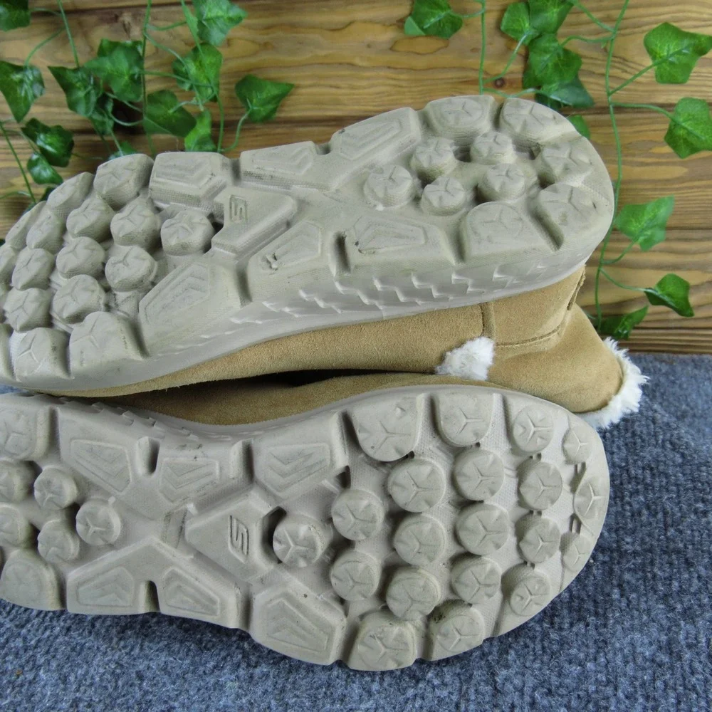 Skechers On The Go Dreamy Suede Ankle Boots Women's Faux Fur Trim Warm Tan 7.5 M